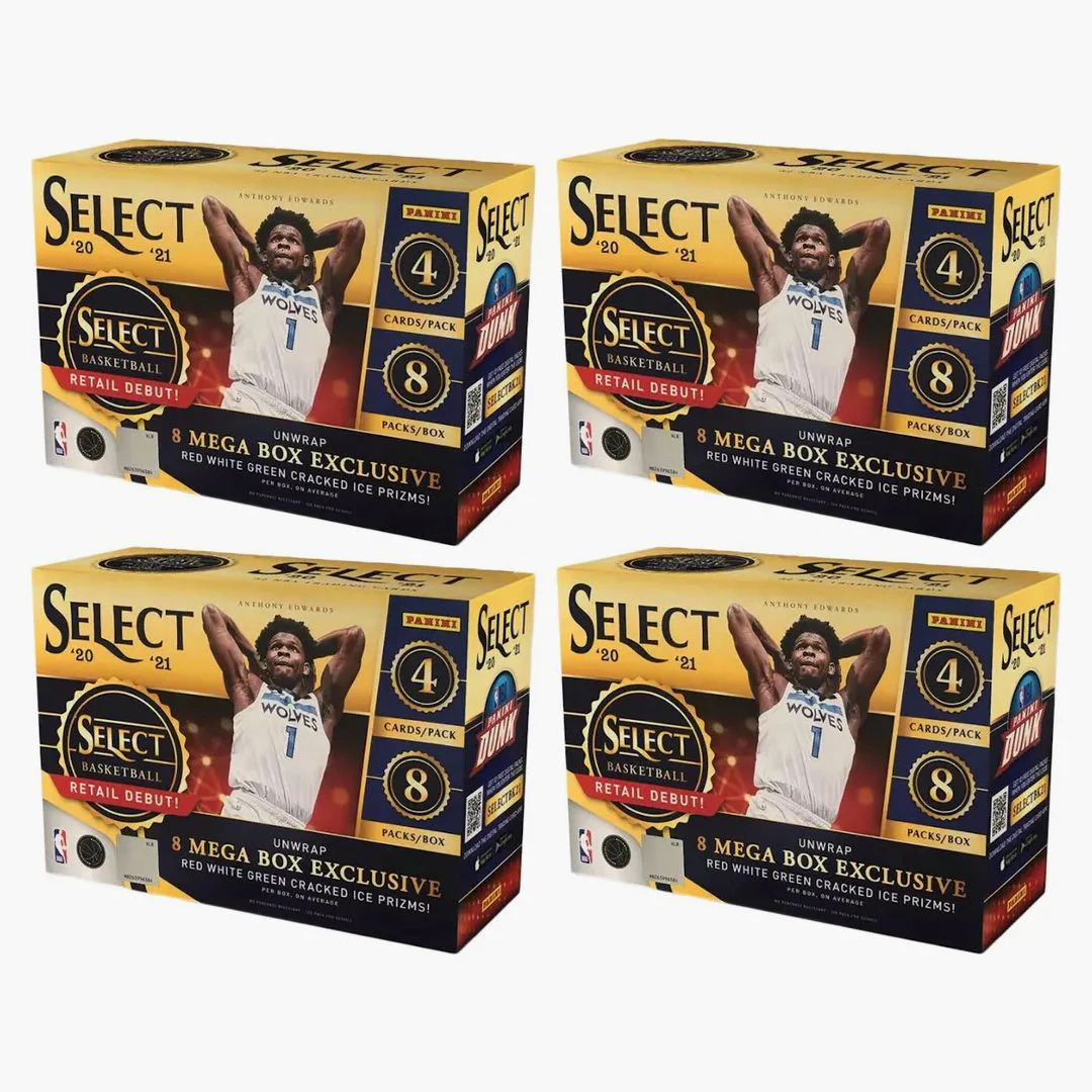 2020-21 Panini Select Basketball Mega Box (red/white/green Cracked Ice Prizms) 4x Lot