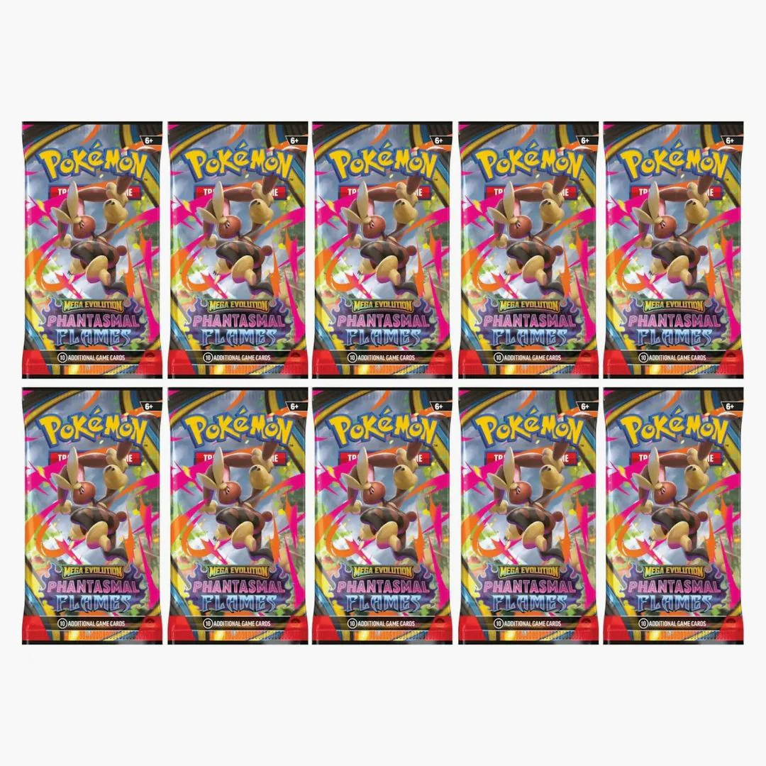 2025 Pokémon Mega Evolution Phantasmal Flames Mega Lopunny Booster Pack 10x Lot
