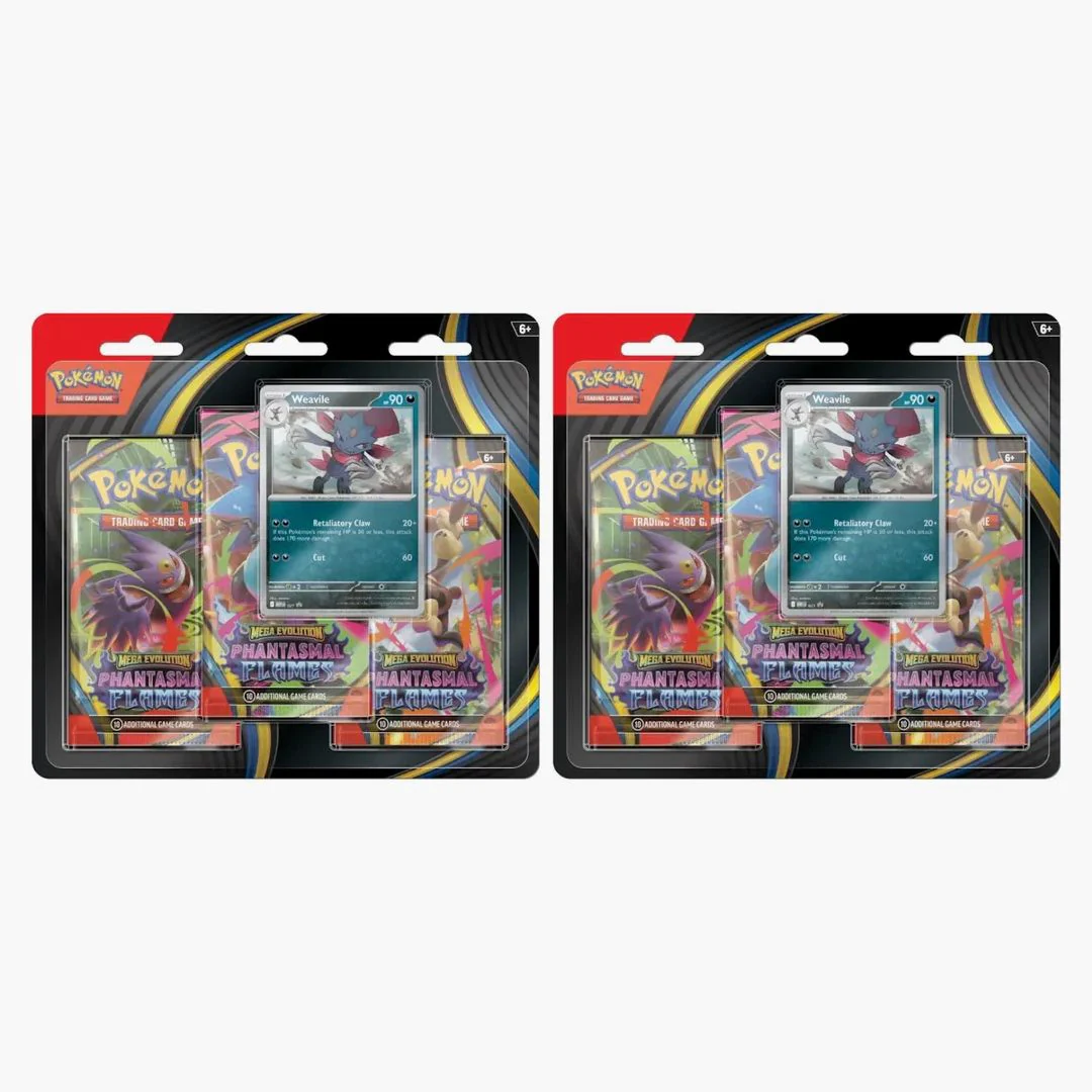 2025 Pokémon Mega Evolution Phantasmal Flames Weavile 3pk Booster Blister 2x Lot