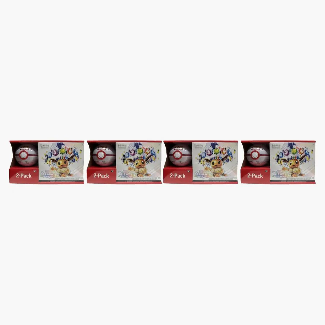 2025 Pokémon Scarlet & Violet Prismatic Evolutions Elite Trainer Box + Pokeball Sam's Club Bundle 4x Lot (pokeball Color May Vary)