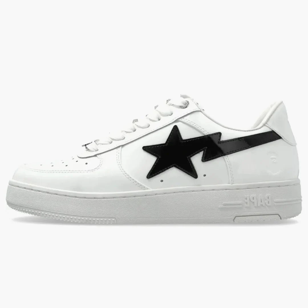 A Bathing Ape Bape Sta #1 White Black Patent Leather