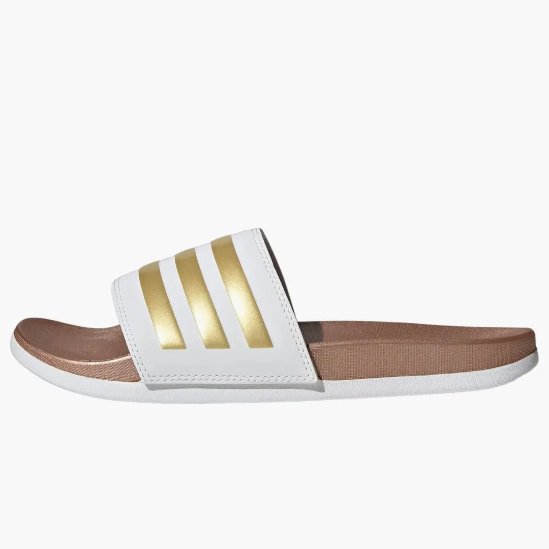 Adidas Adilette Comfort Slides Cloud White Matte Gold