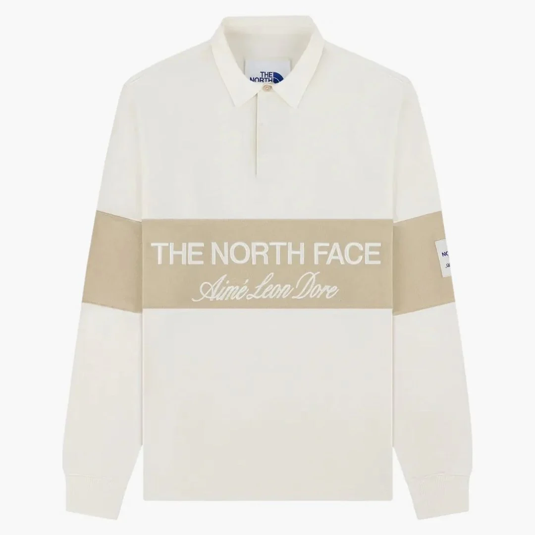 Aime Leon Dore X The North Face Script Logo Rugby Cream