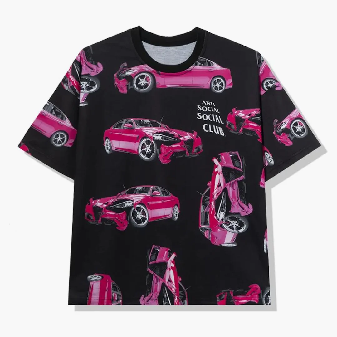 Anti Social Social Club 3am On Melrose All Over Tee Black/pink - Image 2