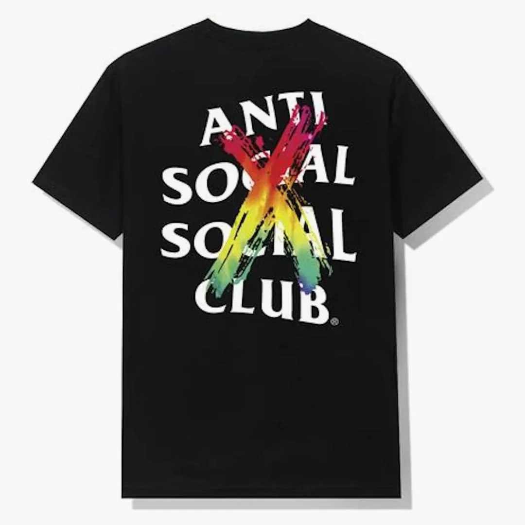 Anti Social Social Club Cancelled Rainbow Tee Black