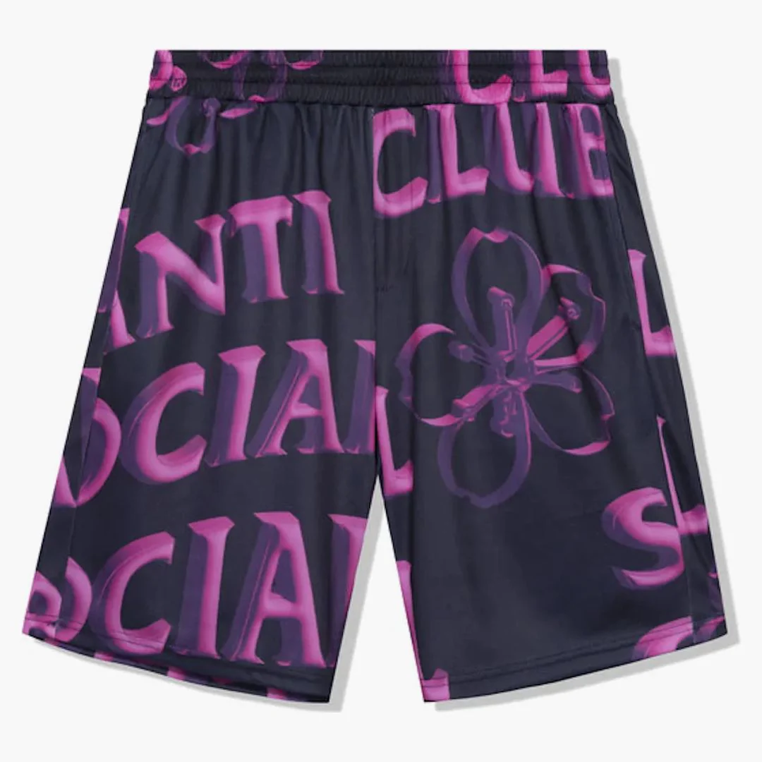 Anti Social Social Club Coral Crush Mesh Bored Shorts Black - Image 2
