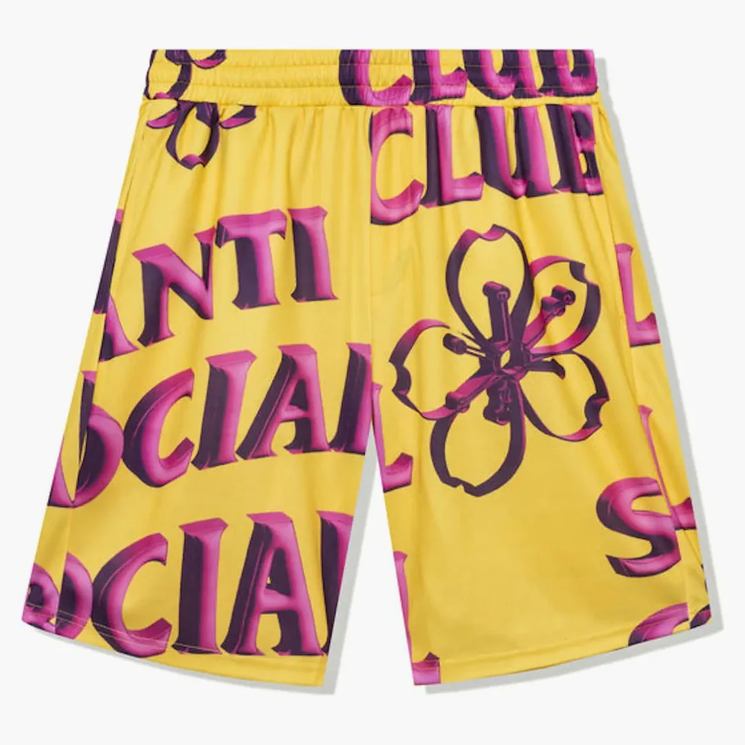 Anti Social Social Club Coral Crush Mesh Bored Shorts Yellow - Image 2