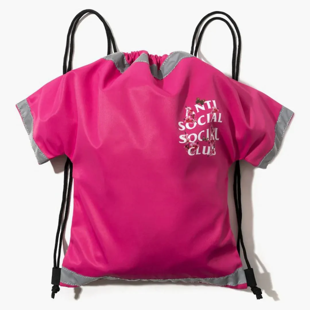 Anti Social Social Club Cute Af Drawstring Bag Pink - Image 2