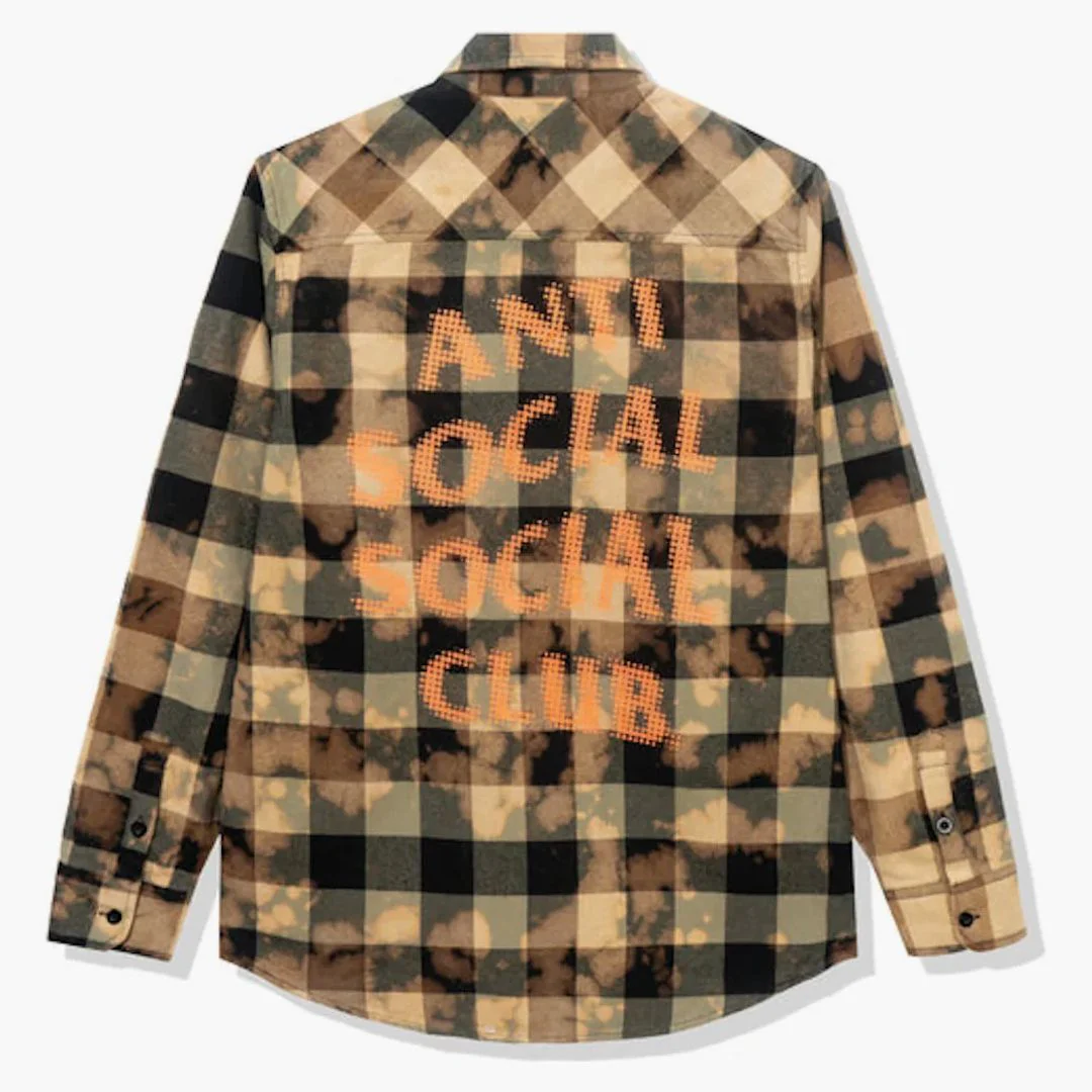 Anti Social Social Club Dialtone Flannel Olive Tie Dye - Image 2