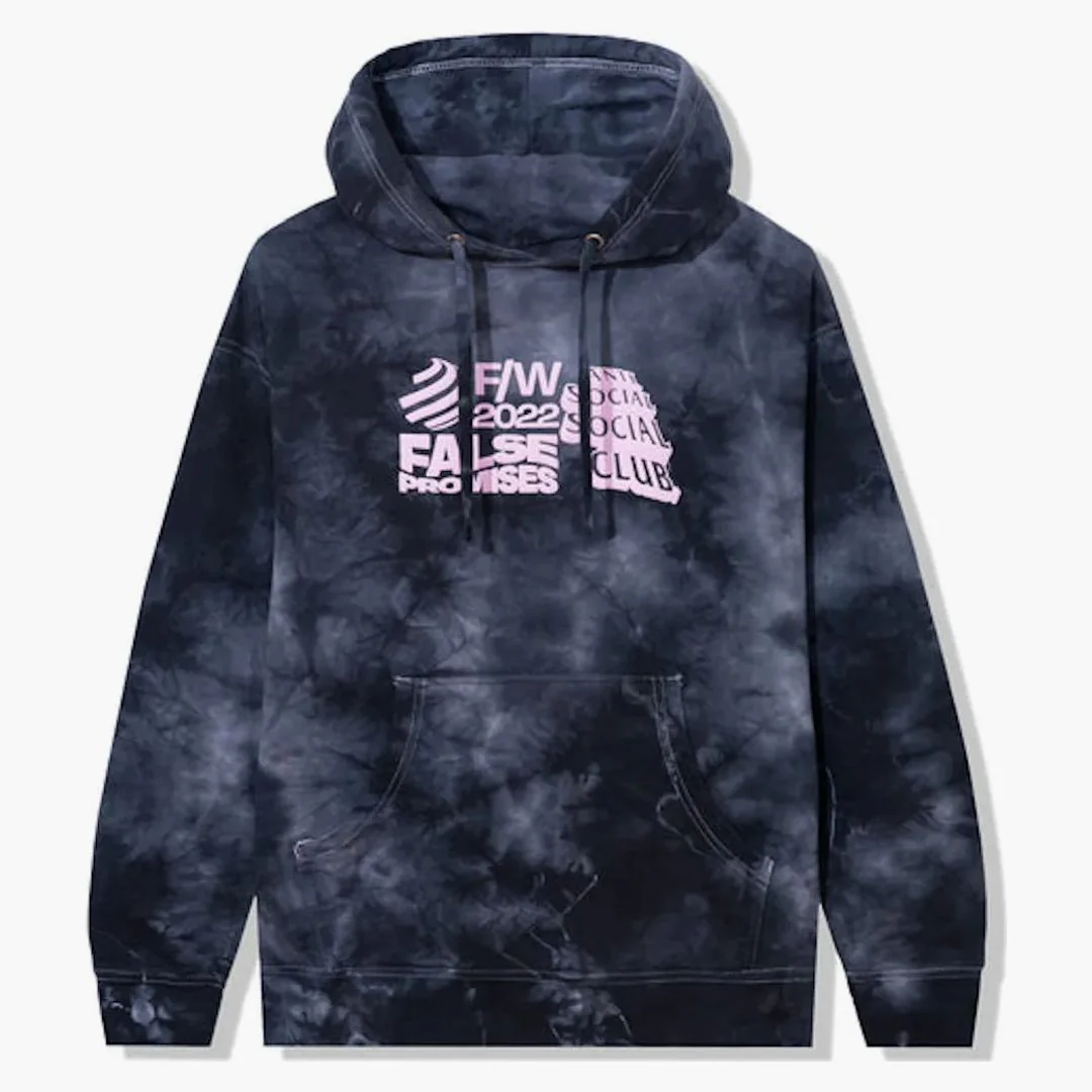 Anti Social Social Club False Promises Hoodie Black Tie Dye - Image 2