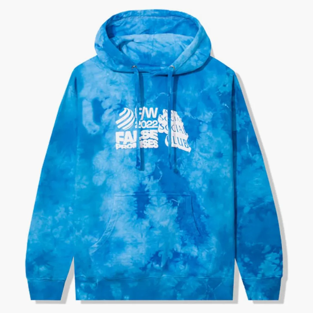 Anti Social Social Club False Promises Hoodie Blue Tie Dye