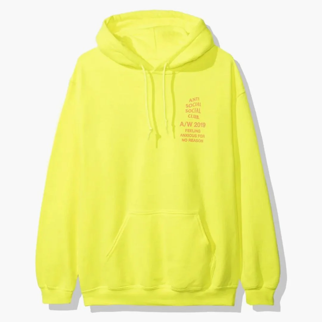 Anti Social Social Club Feeling Anxious Hoodie (fw19) Neon Green - Image 2