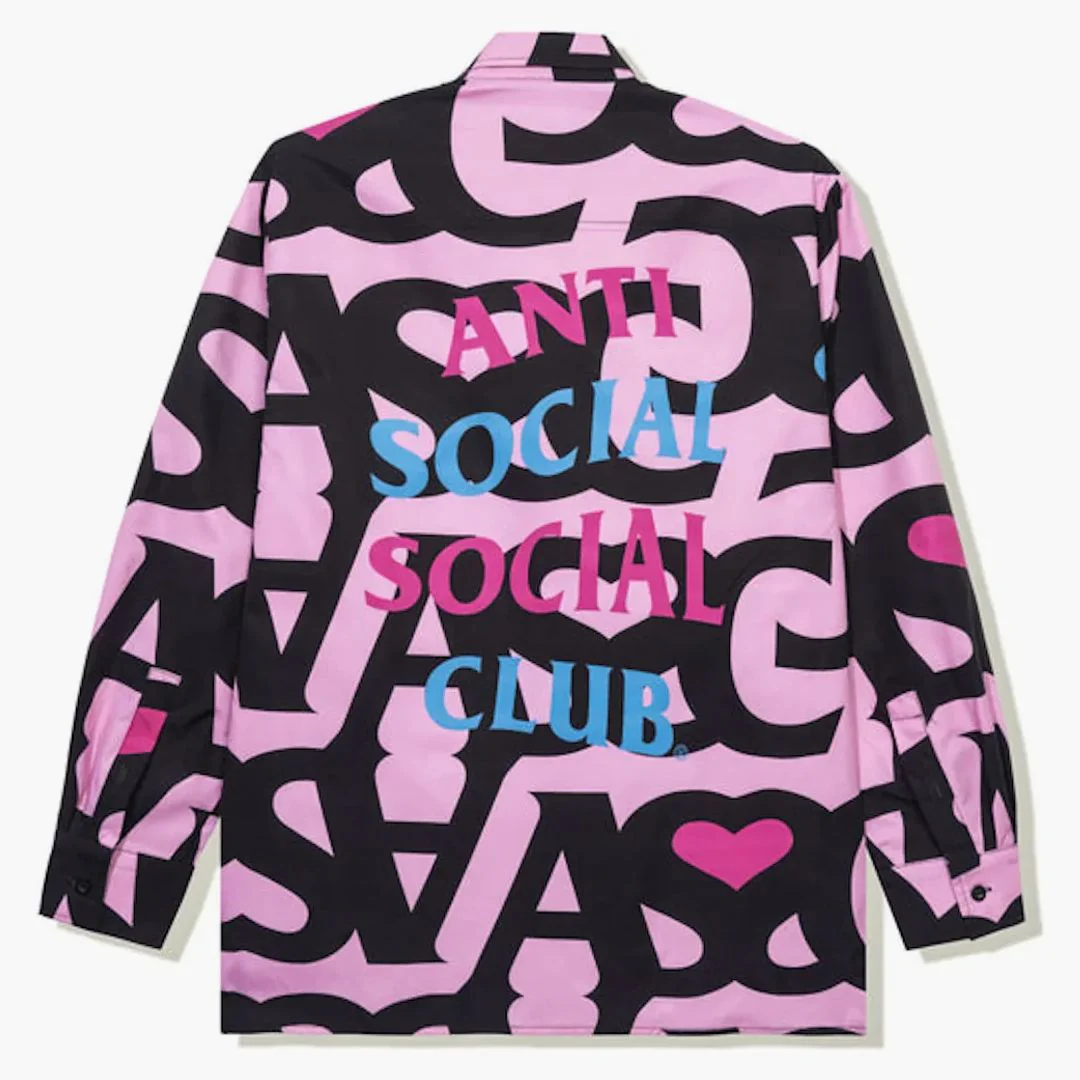 Anti Social Social Club Negative Space L/s Cotton Button Up Pink