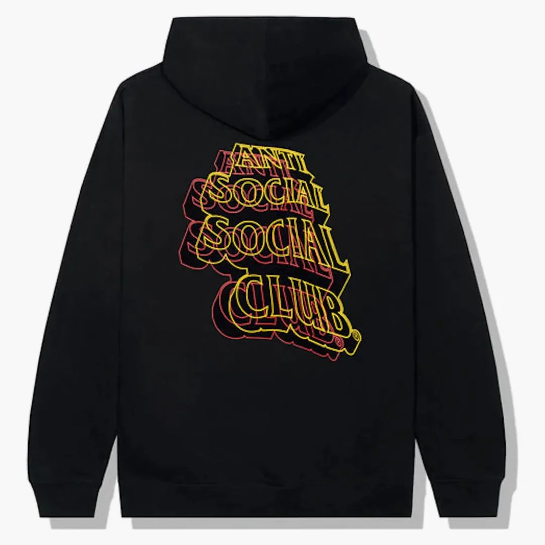 Anti Social Social Club Neon Lights And A Lot Of Rain Hoodie Black - Image 2