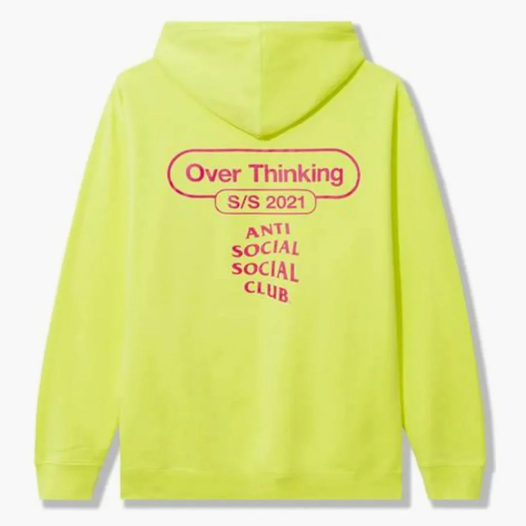 Anti Social Social Club Over Thinking 21 Hoodie Neon Green - Image 2
