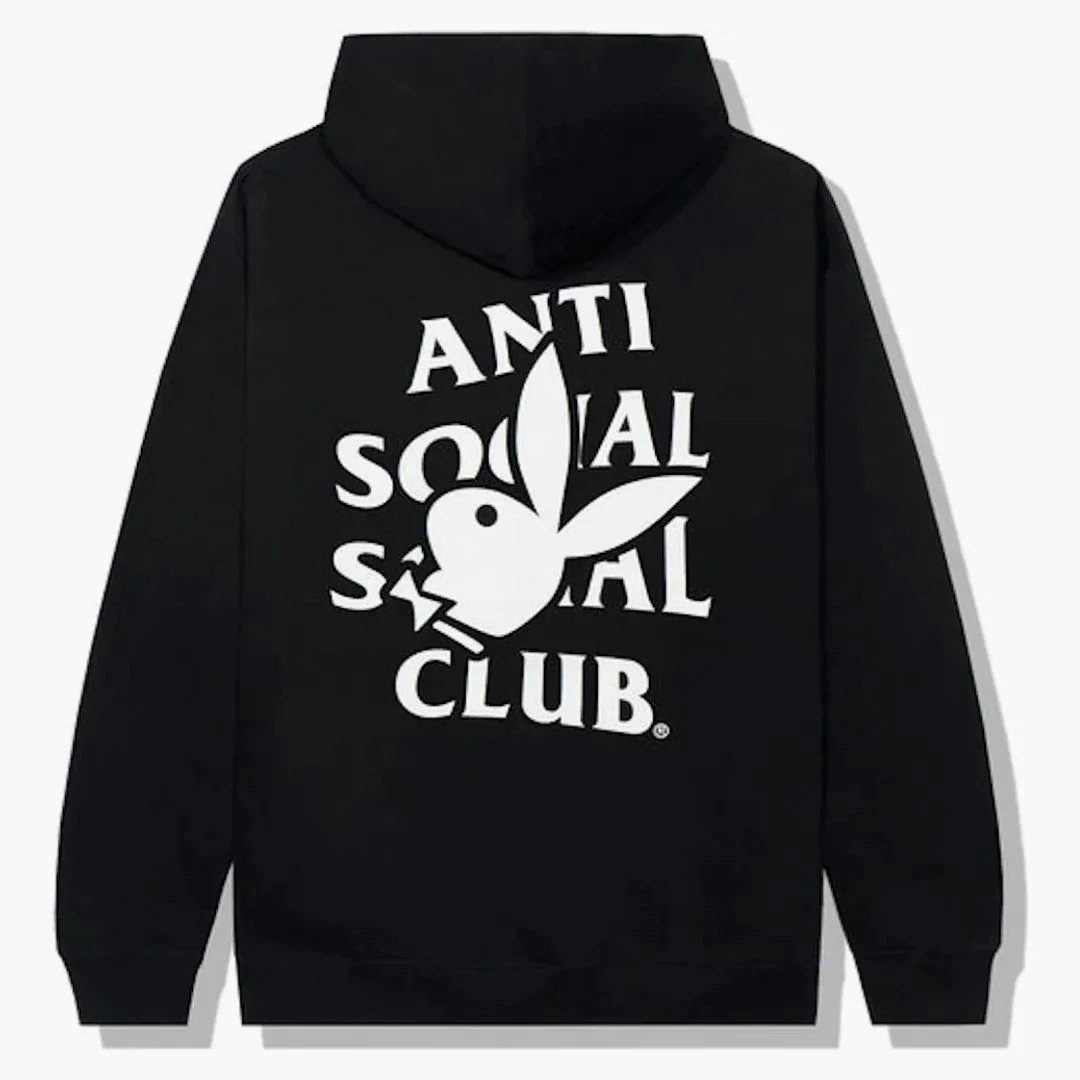 Anti Social Social Club Playboy Bunny Logo Hoodie Black - Image 2