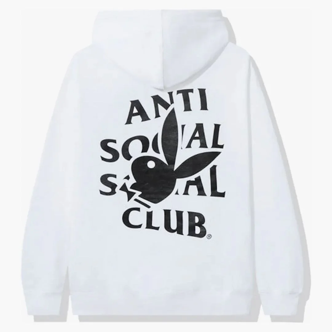 Anti Social Social Club Playboy Bunny Logo Hoodie White - Image 2