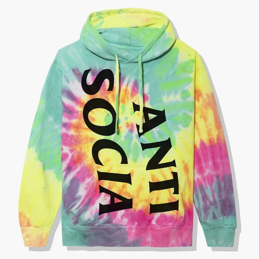 Anti Social Social Club Vertical Horizon Hoodie Rainbow Tie Dye - Image 2