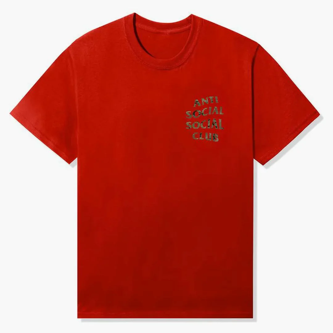 Anti Social Social Club Woody Green Camo Tee Red - Image 2