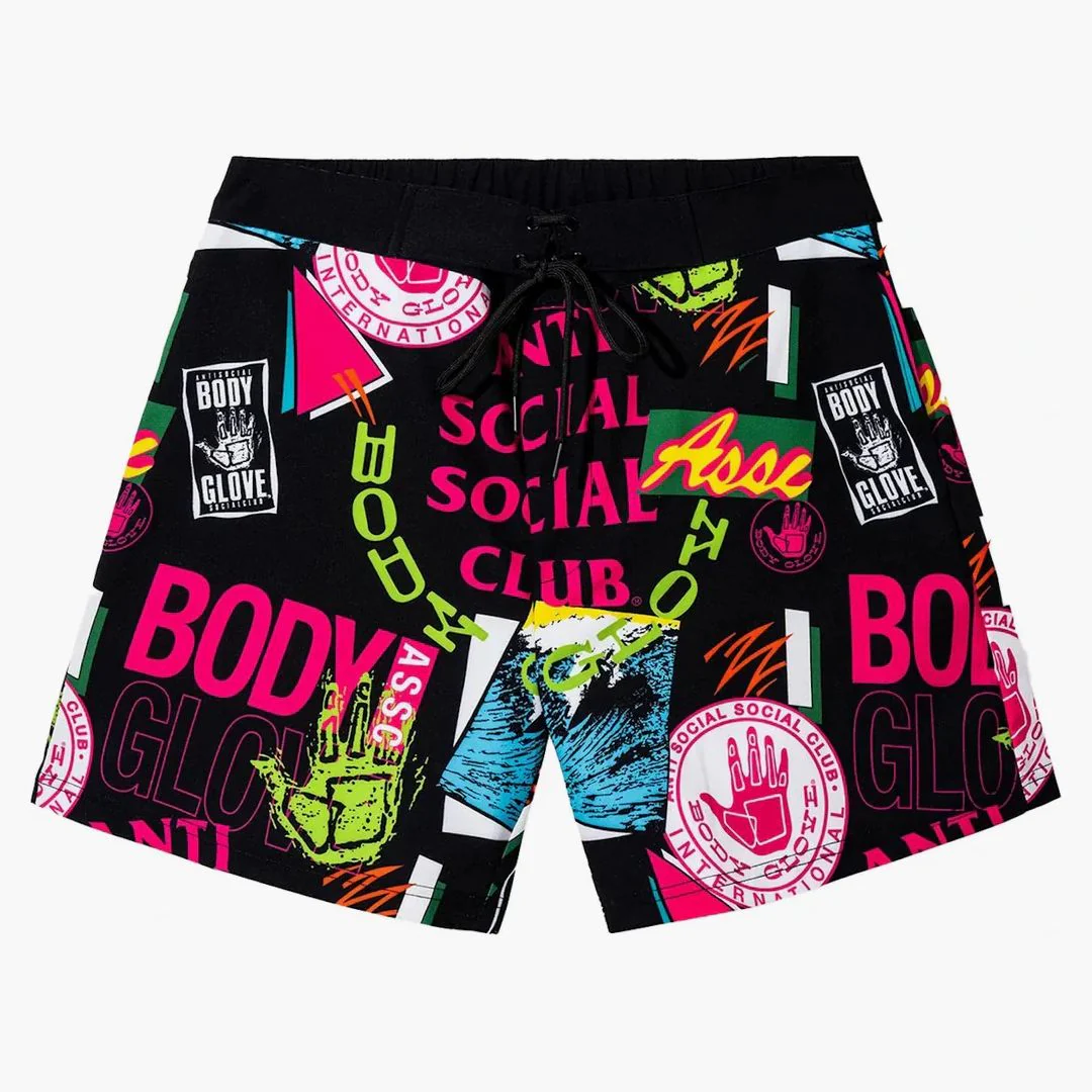 Anti Social Social Club X Body Glove Grubbing Board Shorts Black - Image 2