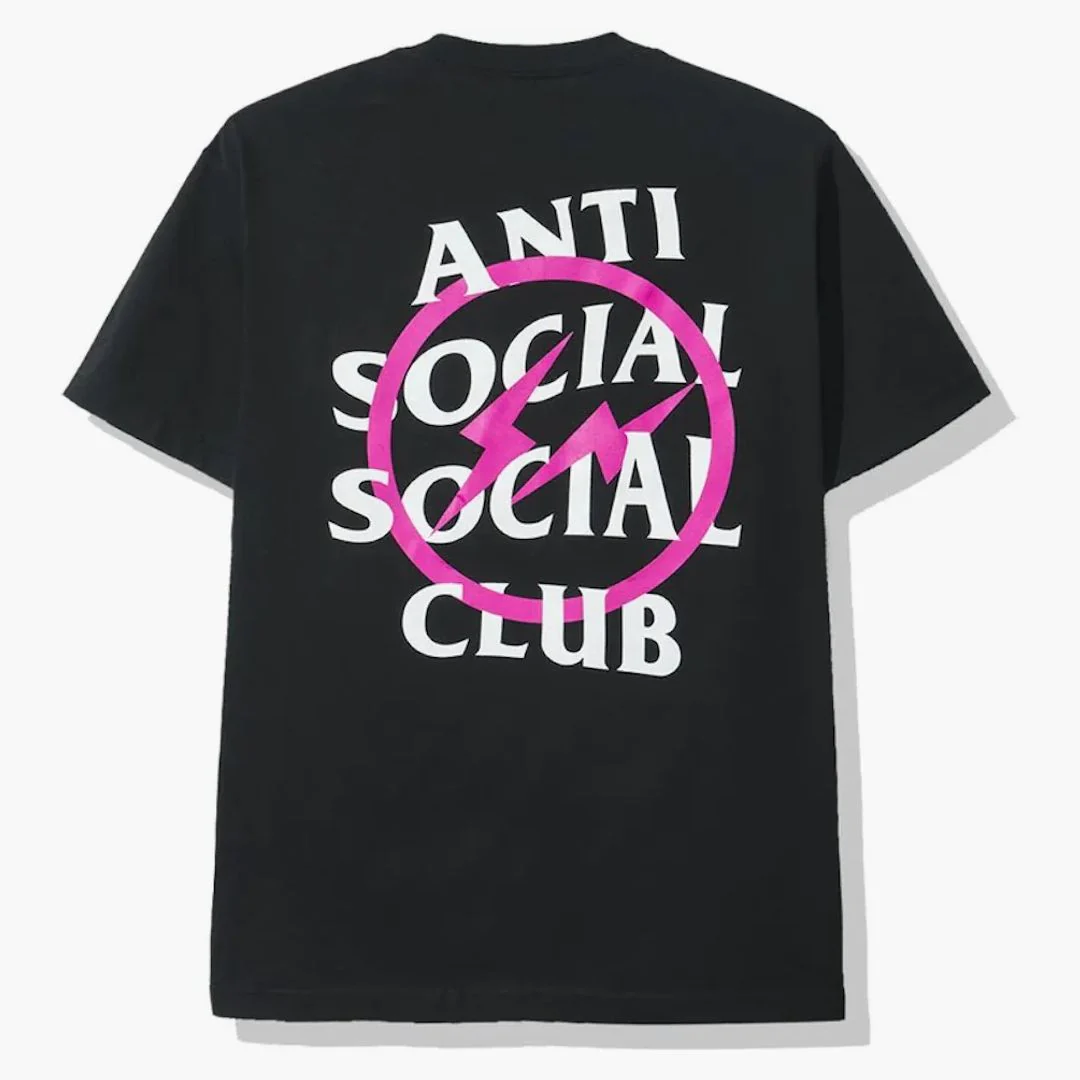 Anti Social Social Club X Fragment Pink Bolt Tee (fw19) Black - Image 2