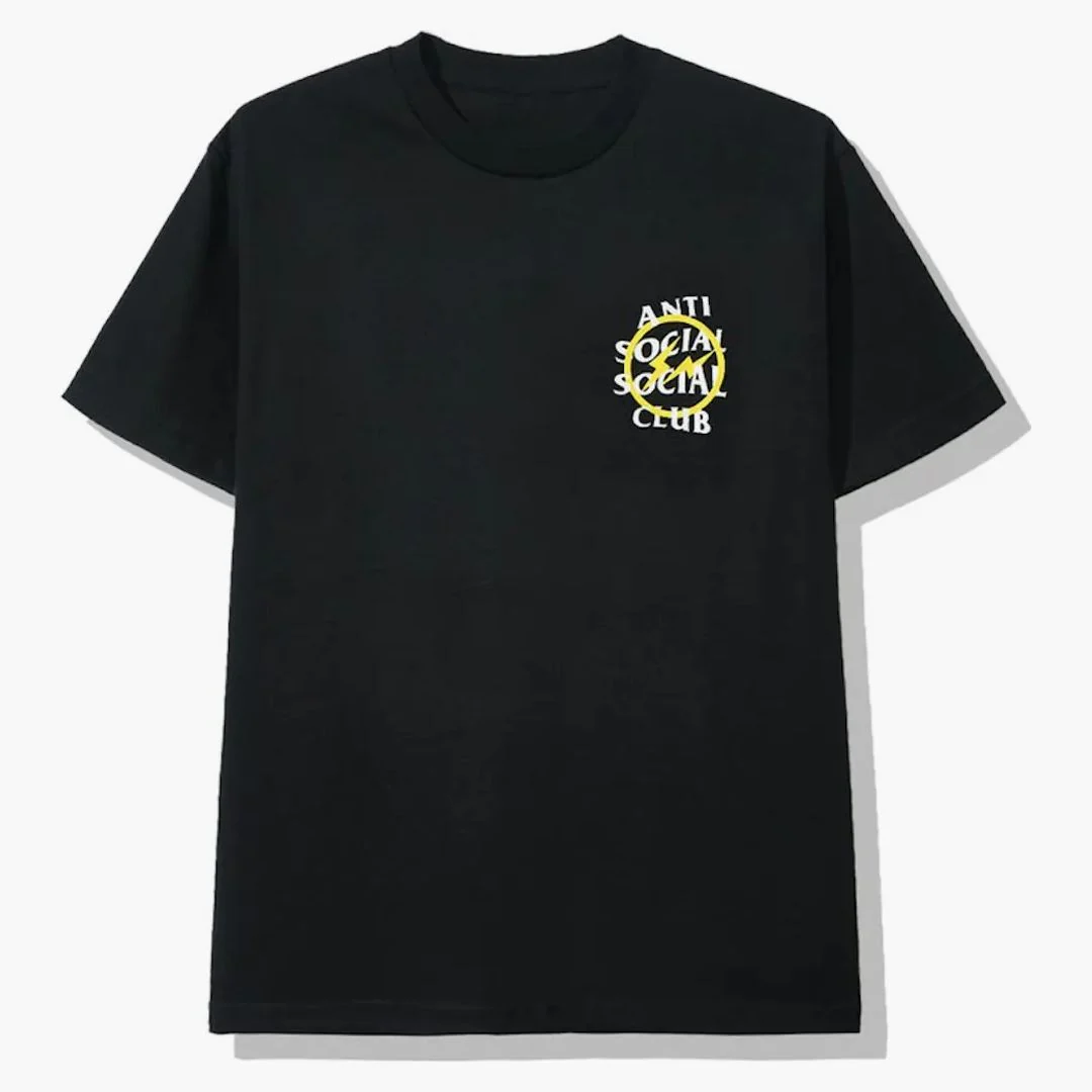 Anti Social Social Club X Fragment Yellow Bolt Tee (fw19) Black