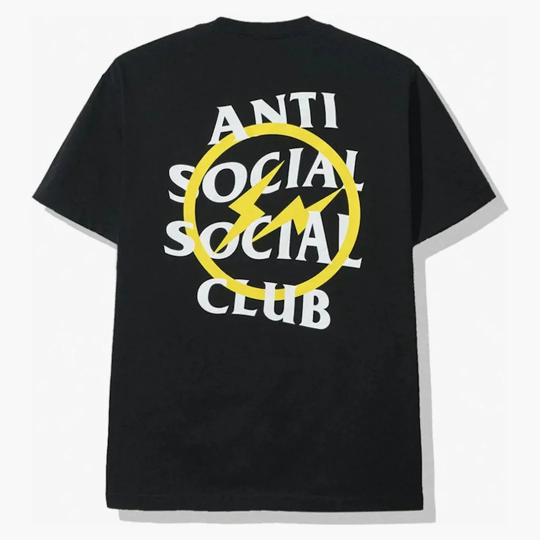 Anti Social Social Club X Fragment Yellow Bolt Tee (fw19) Black - Image 2
