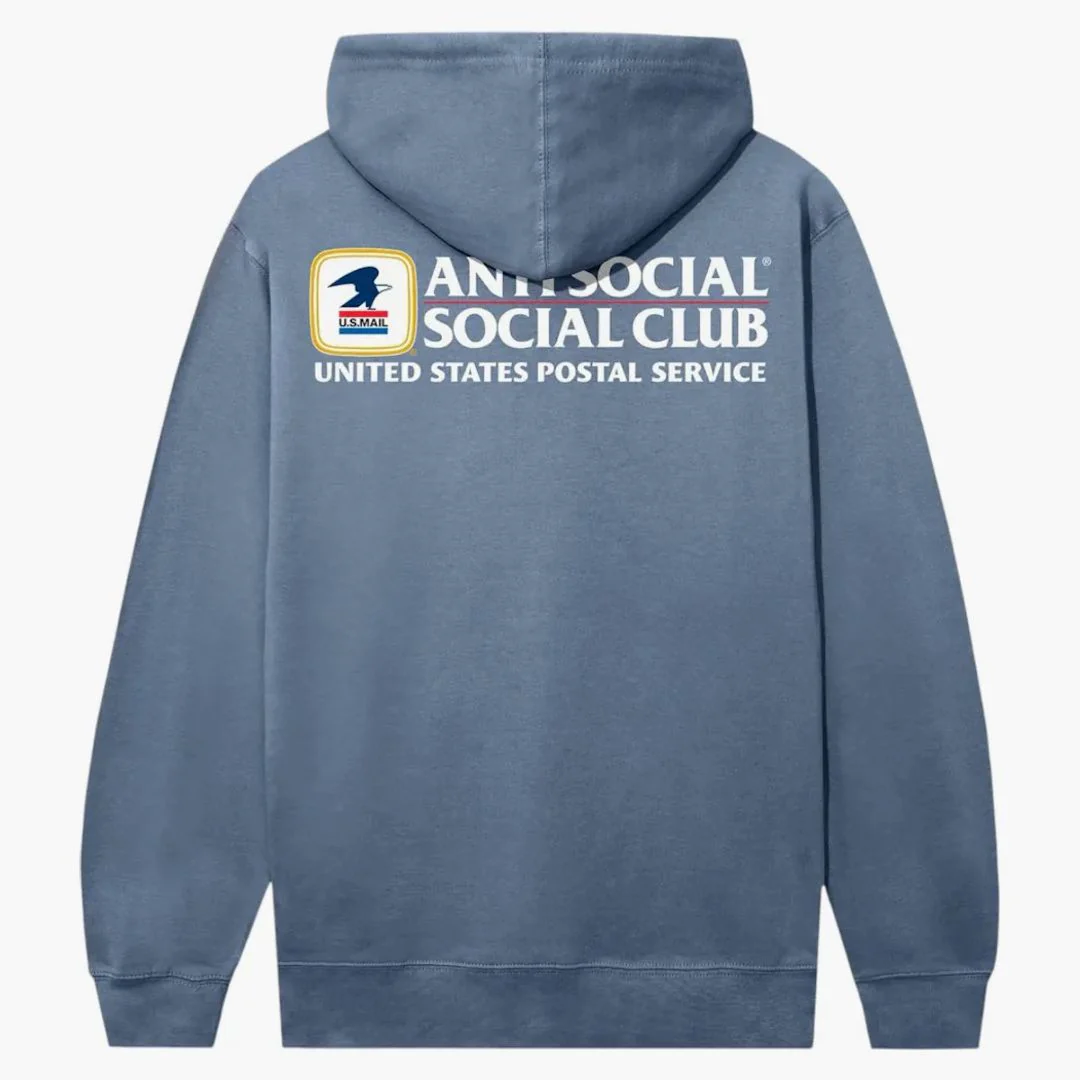 Anti Social Social Club X Usps Delivery Hoodie Storm Blue - Image 2