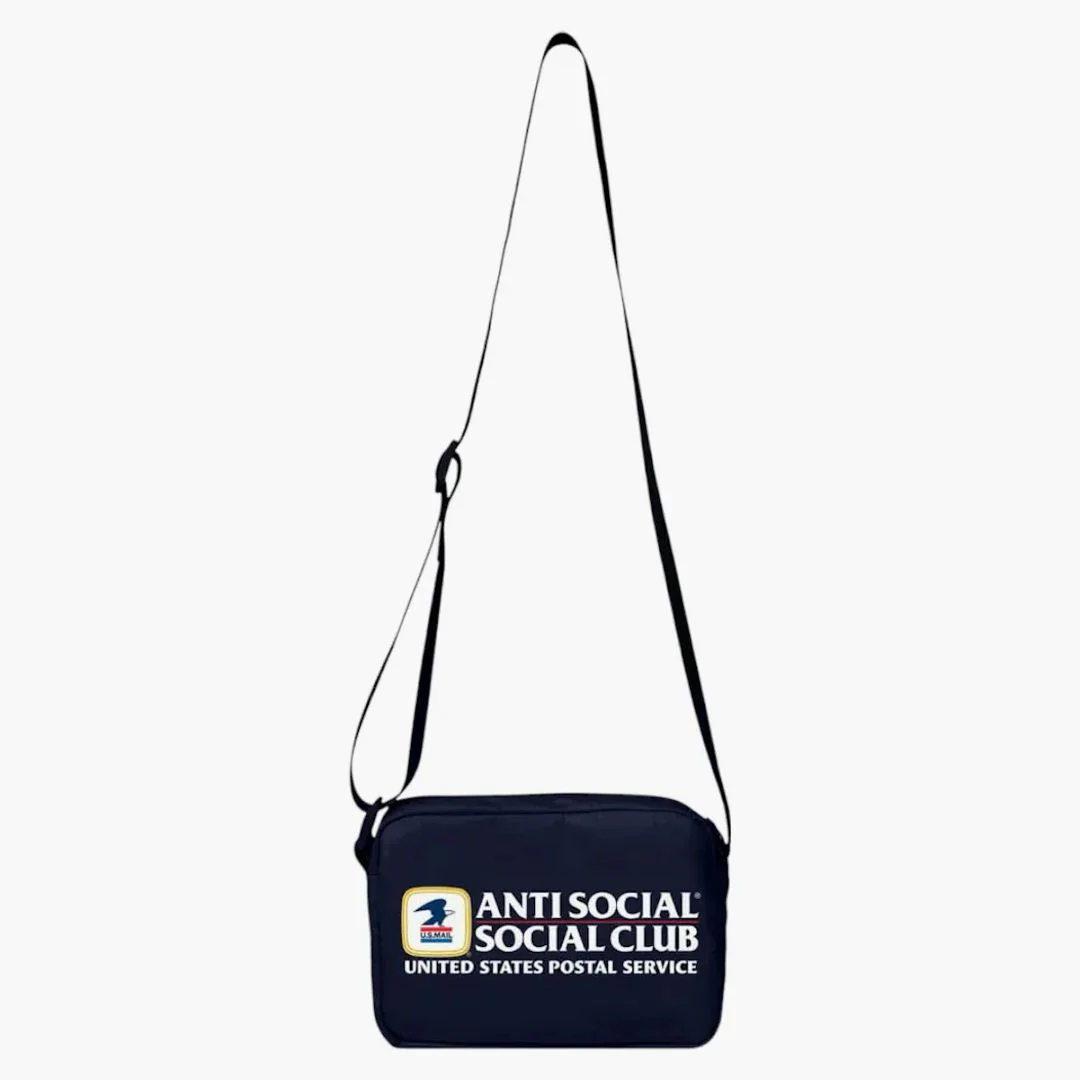 Anti Social Social Club X Usps Mini Mailman Side Bag Navy - Image 2