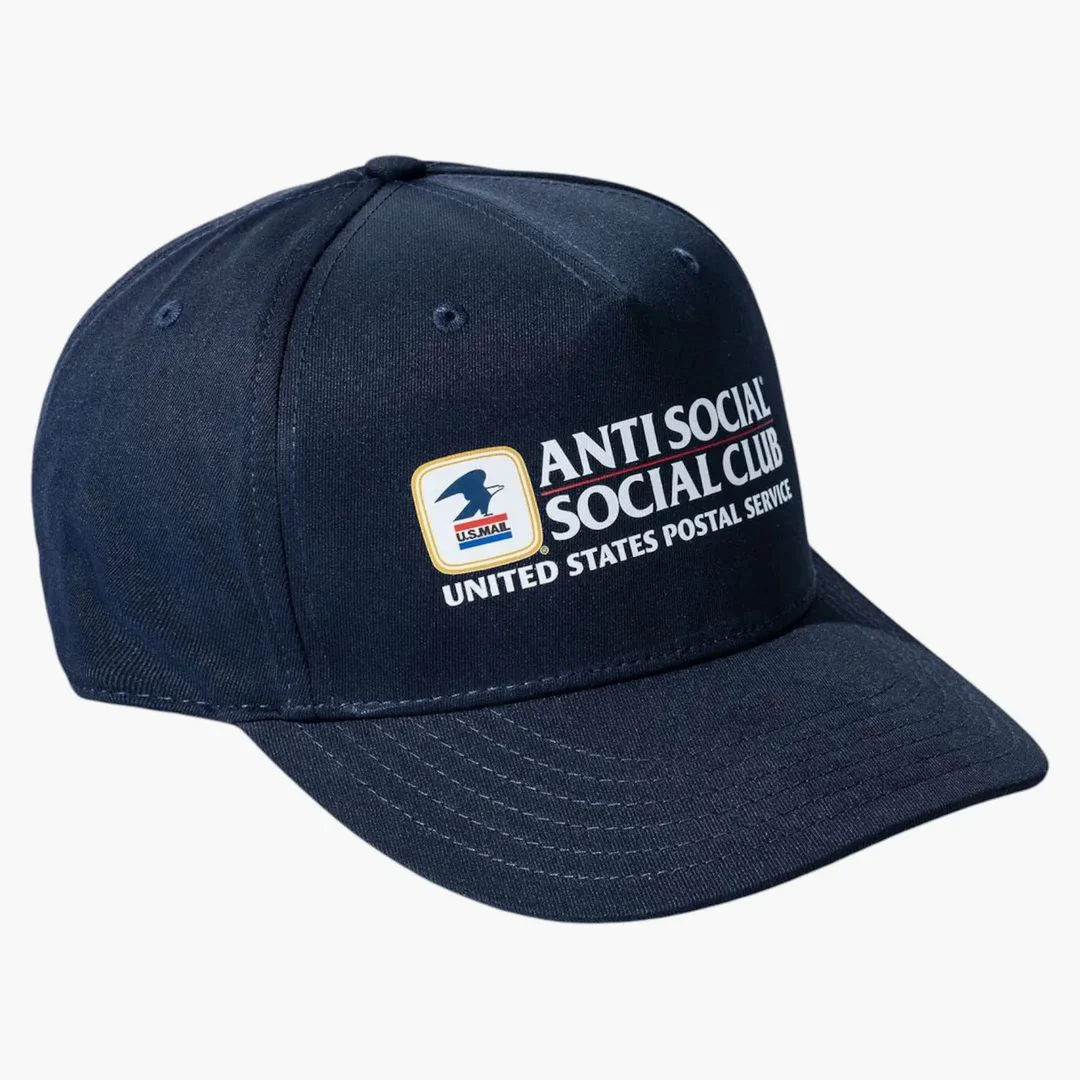 Anti Social Social Club X Usps Priority Hat Blue - Image 3