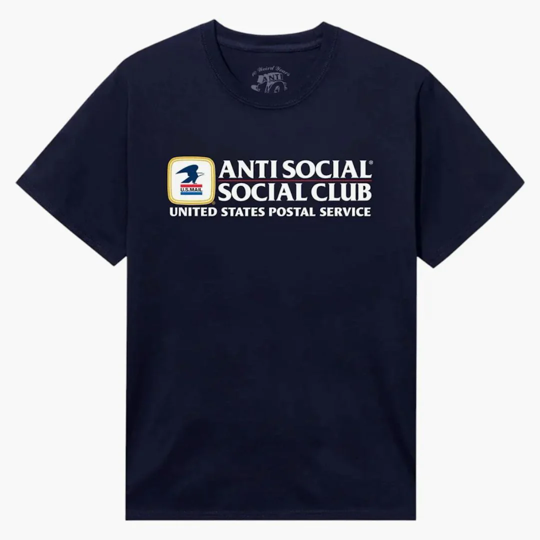 Anti Social Social Club X Usps Priority Tee Navy - Image 2