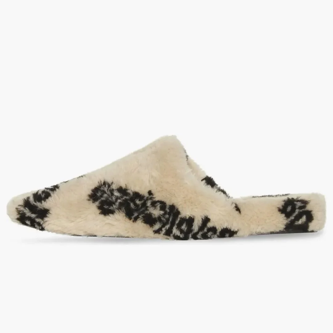 Balenciaga All Over Logo Mule Biege Teddy - Image 2