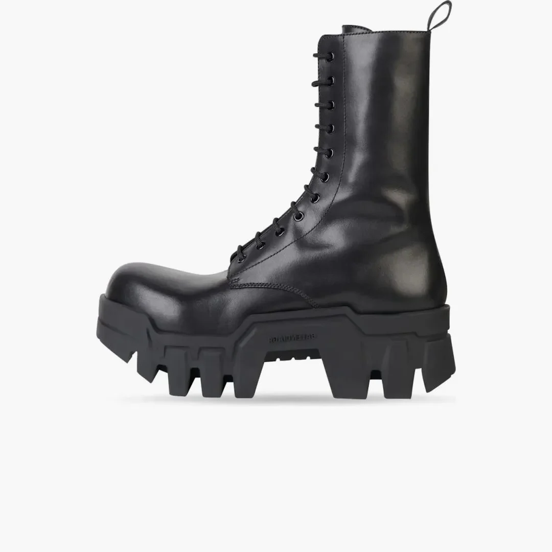 Balenciaga Bulldozer Laceup Boot Black Calfskin - Image 3