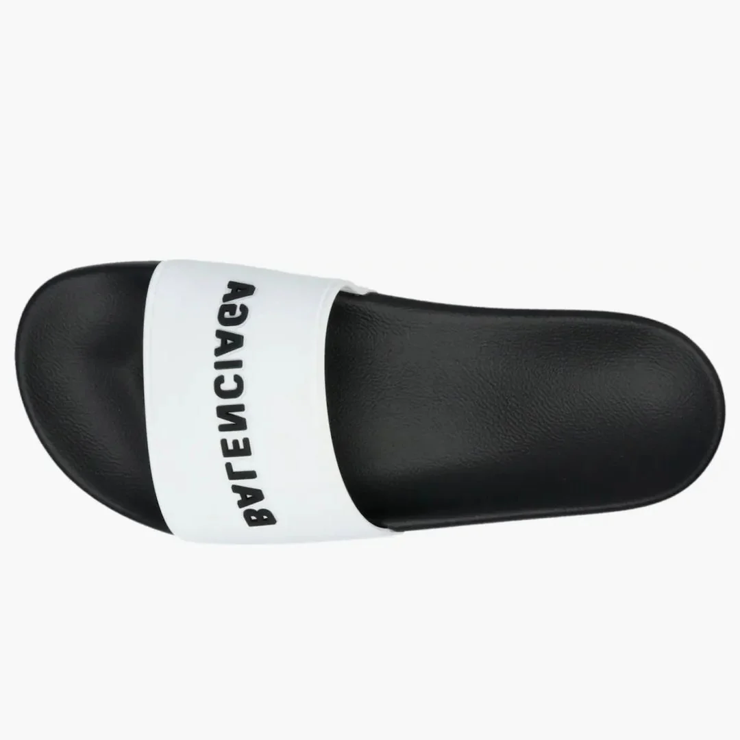 Balenciaga Pool Slides Logo White Black (women's) - Image 2