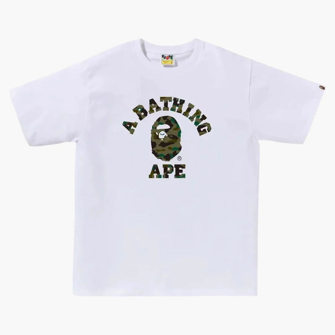 Bape 1st Camo College Tee Tee White/green