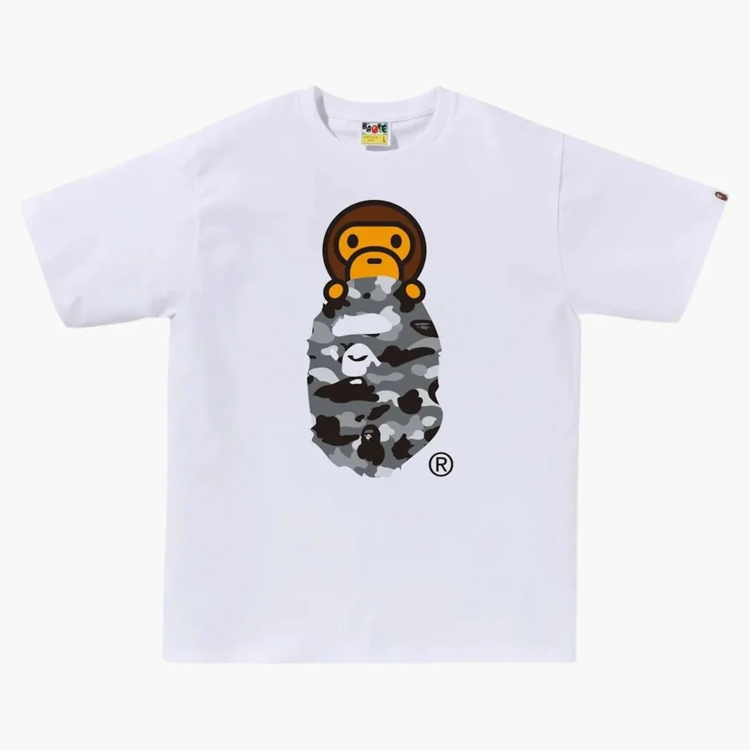 Bape 1st Camo Milo On Ape Head Tee Tee White/grey