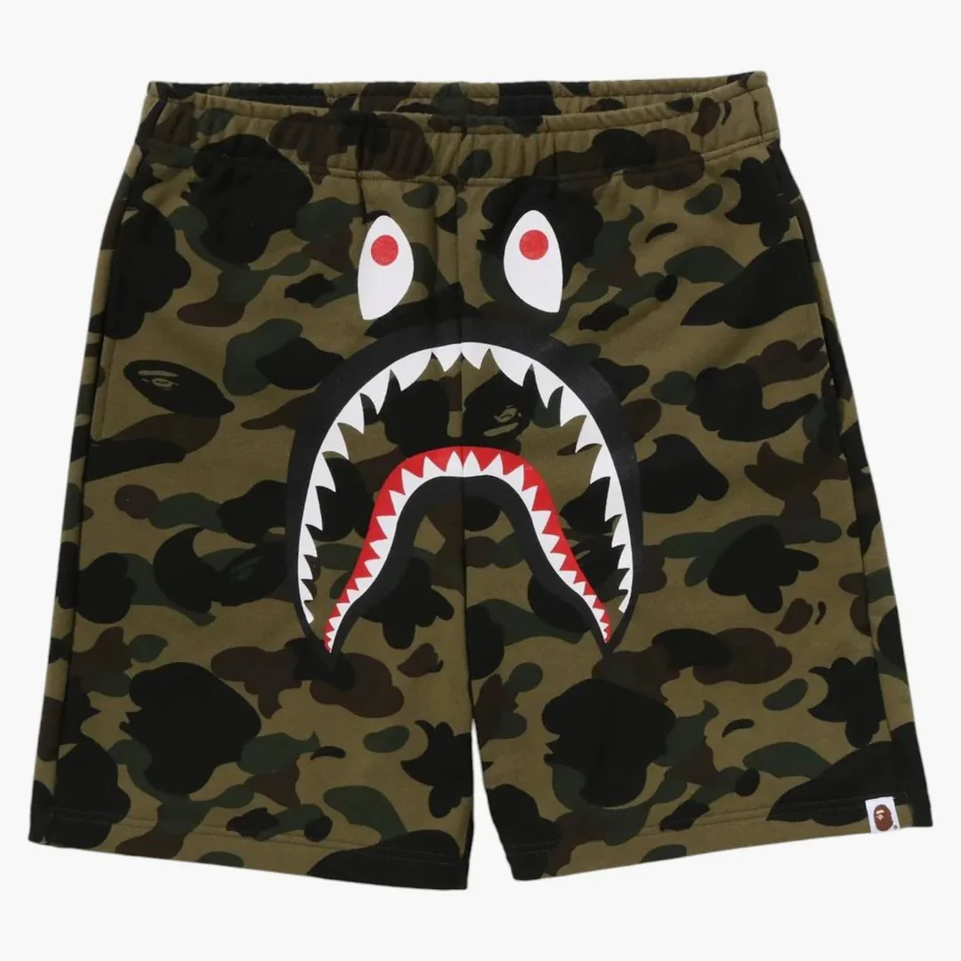 Bape 1st Camo Shark Regular Fit Sweat Shorts Shorts Green