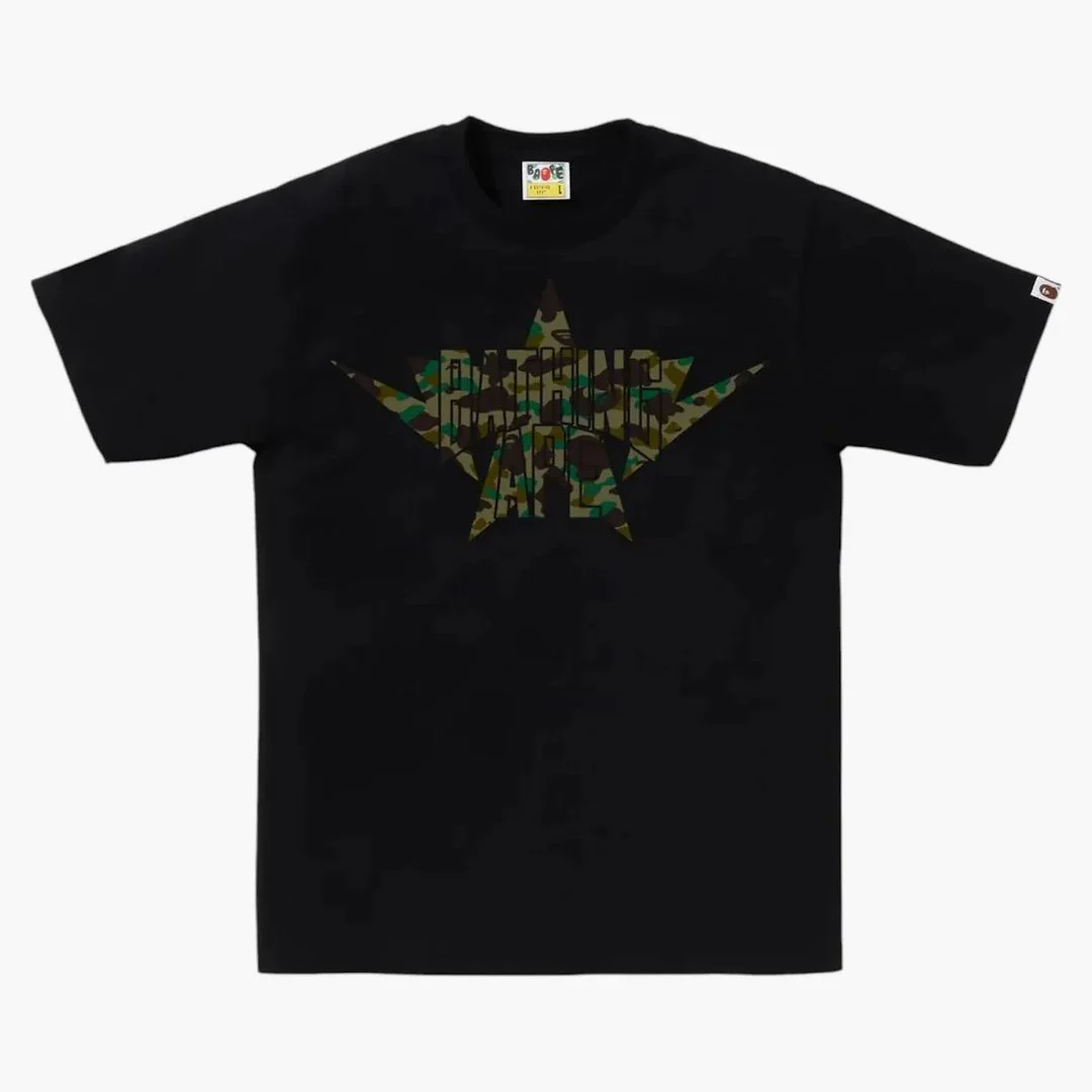 Bape 1st Camo Twin Sta Nyc Tee Tee Black/green
