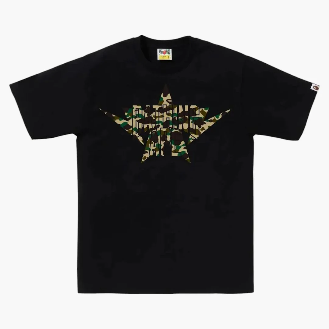 Bape 1st Camo Twin Sta Nyc Tee Tee Black/yellow