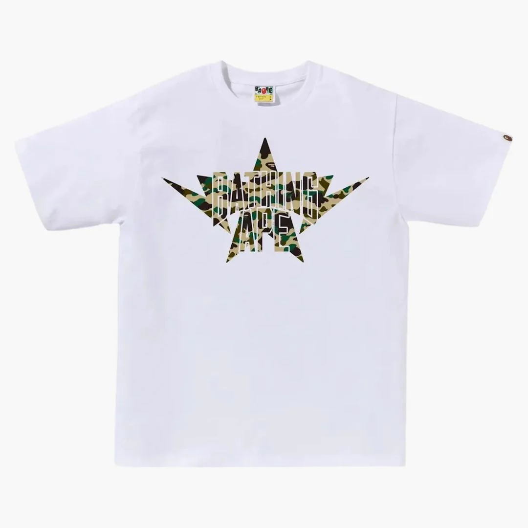 Bape 1st Camo Twin Sta Nyc Tee Tee White/yellow