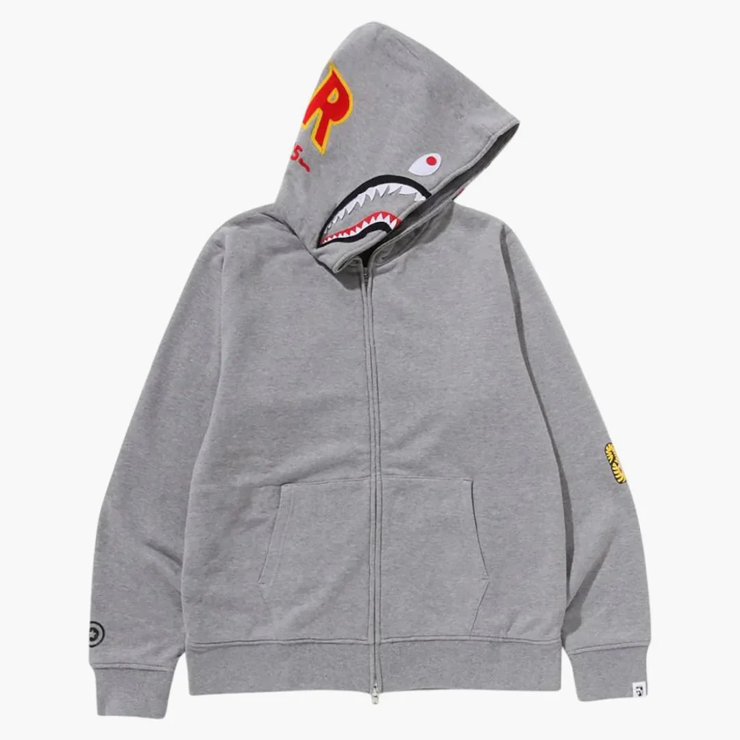 Bape 2nd Shark Full Zip Hoodie Grey - Image 2