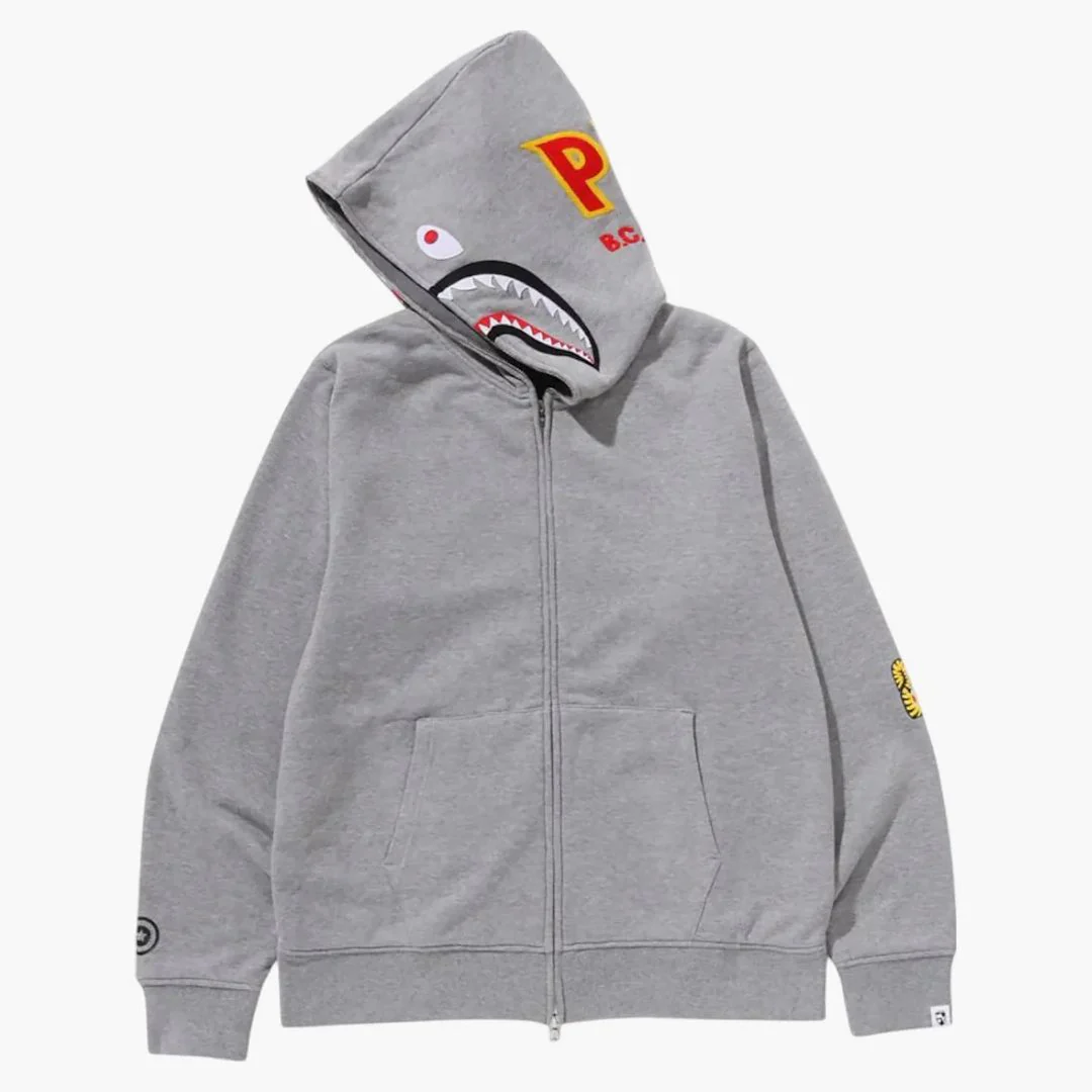 Bape 2nd Shark Full Zip Hoodie Grey - Image 3