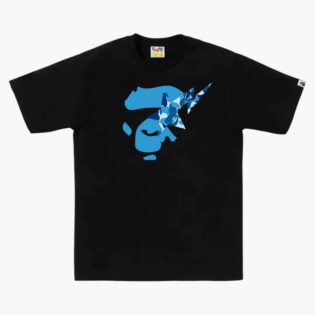 Bape Abc Camo Ape Face Sta Tee Black/blue