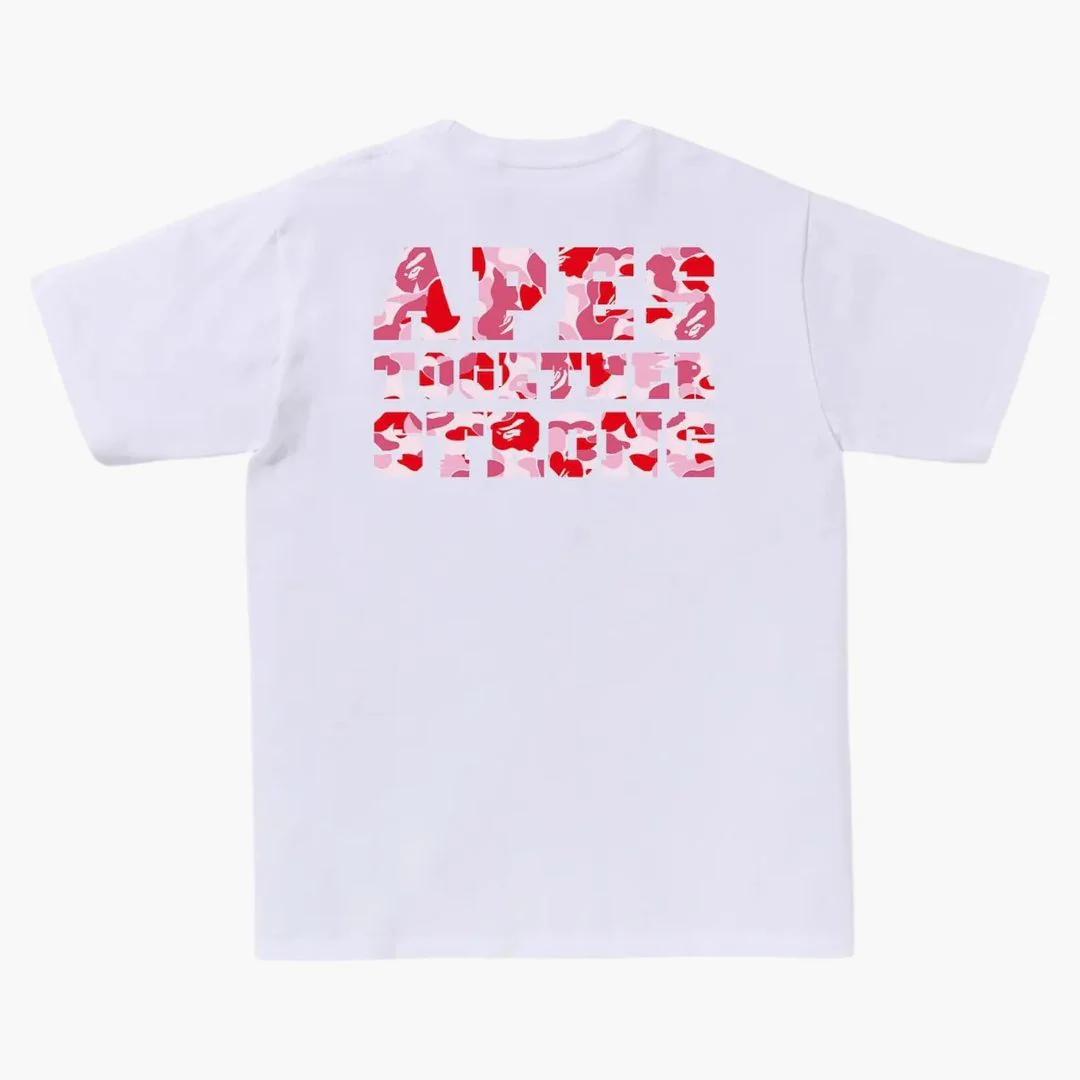 Bape Abc Camo College Ats Tee White/pink