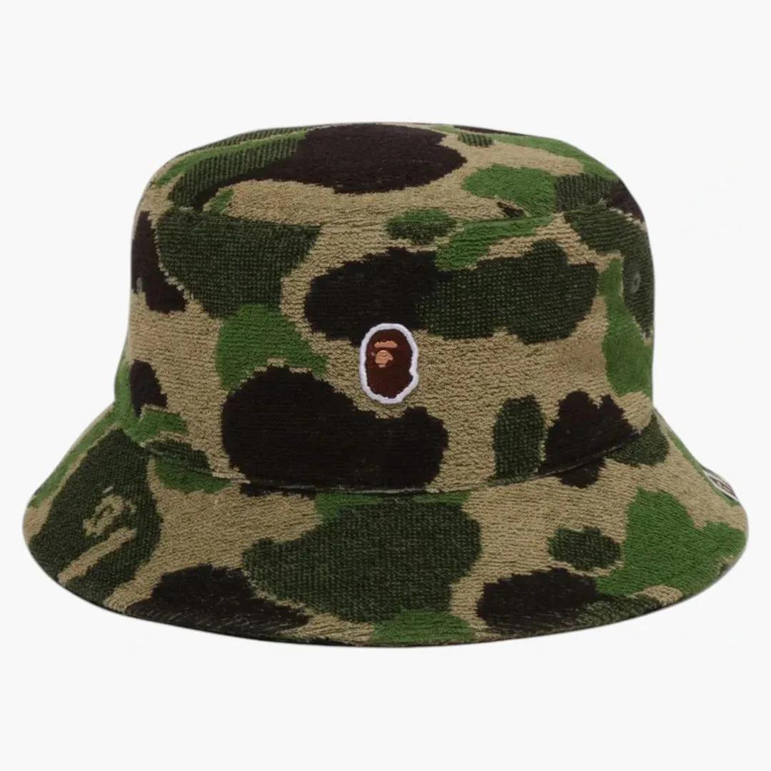 Bape Abc Camo Pile Jacquard Bucket Hat Green