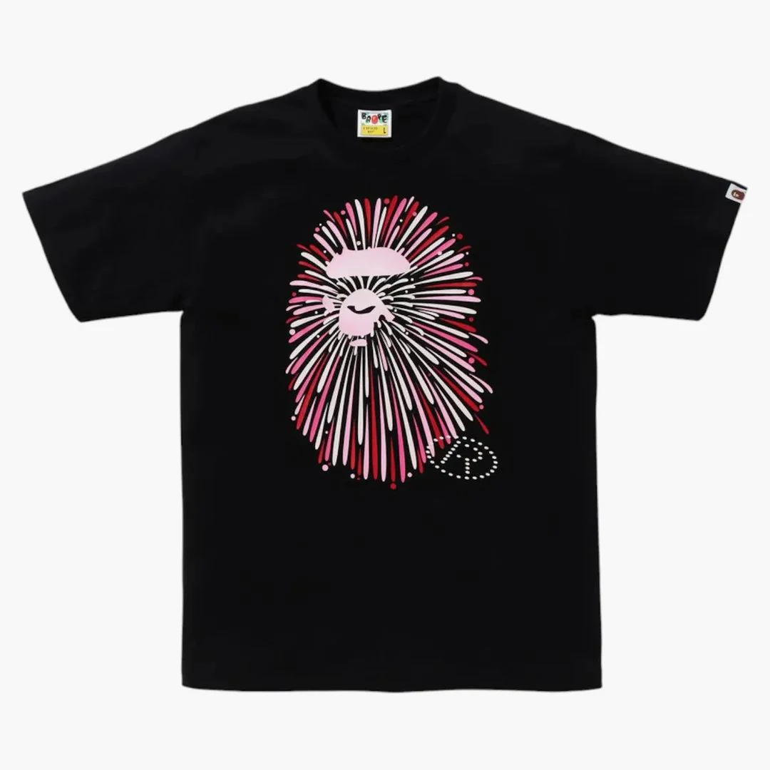 Bape Ape Head Firework I Tee Black/pink