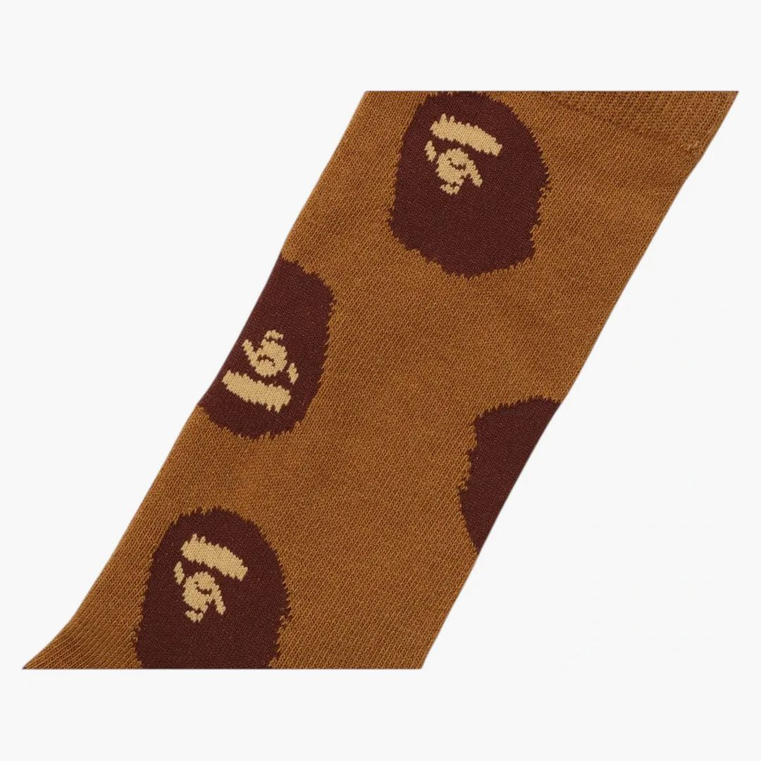Bape Ape Head Pattern Socks (fw25) Brown - Image 2