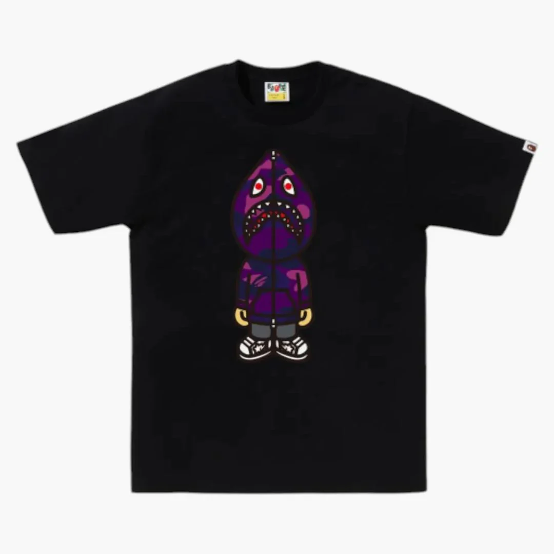 Bape Color Camo Classic Milo Shark T-shirt Black/purple