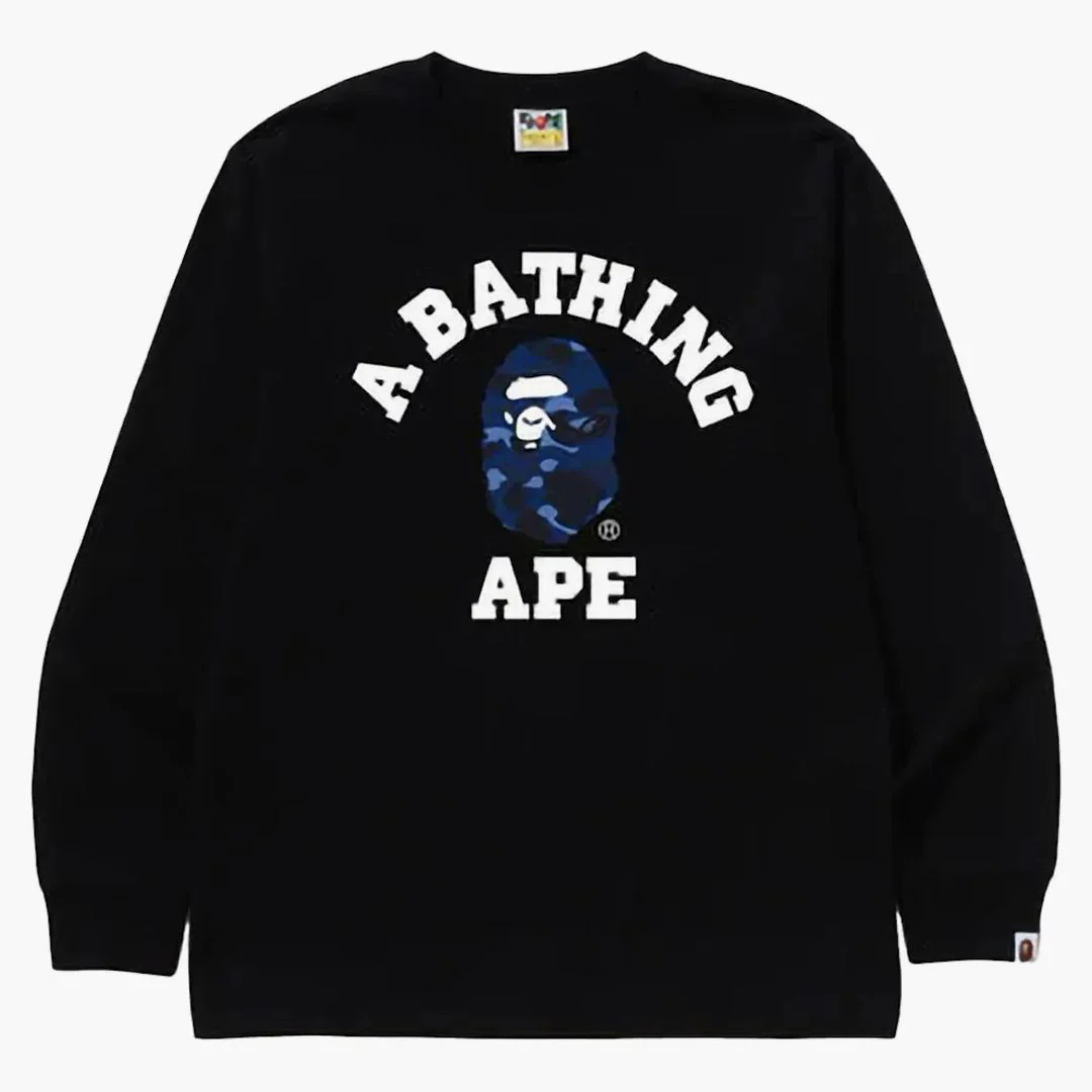 Bape Color Camo College L/s Tee (fw24) Black/navy
