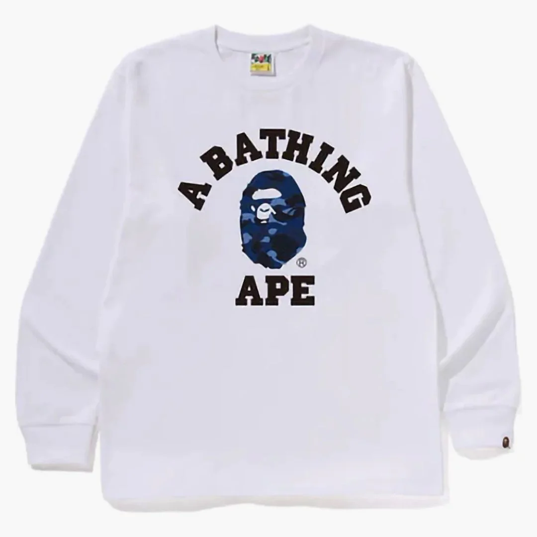 Bape Color Camo College L/s Tee (fw24) White/navy